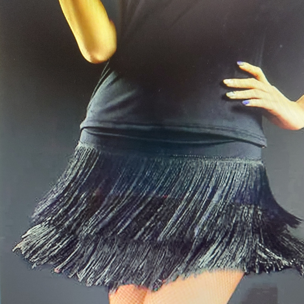 Black fringe salsa skirt